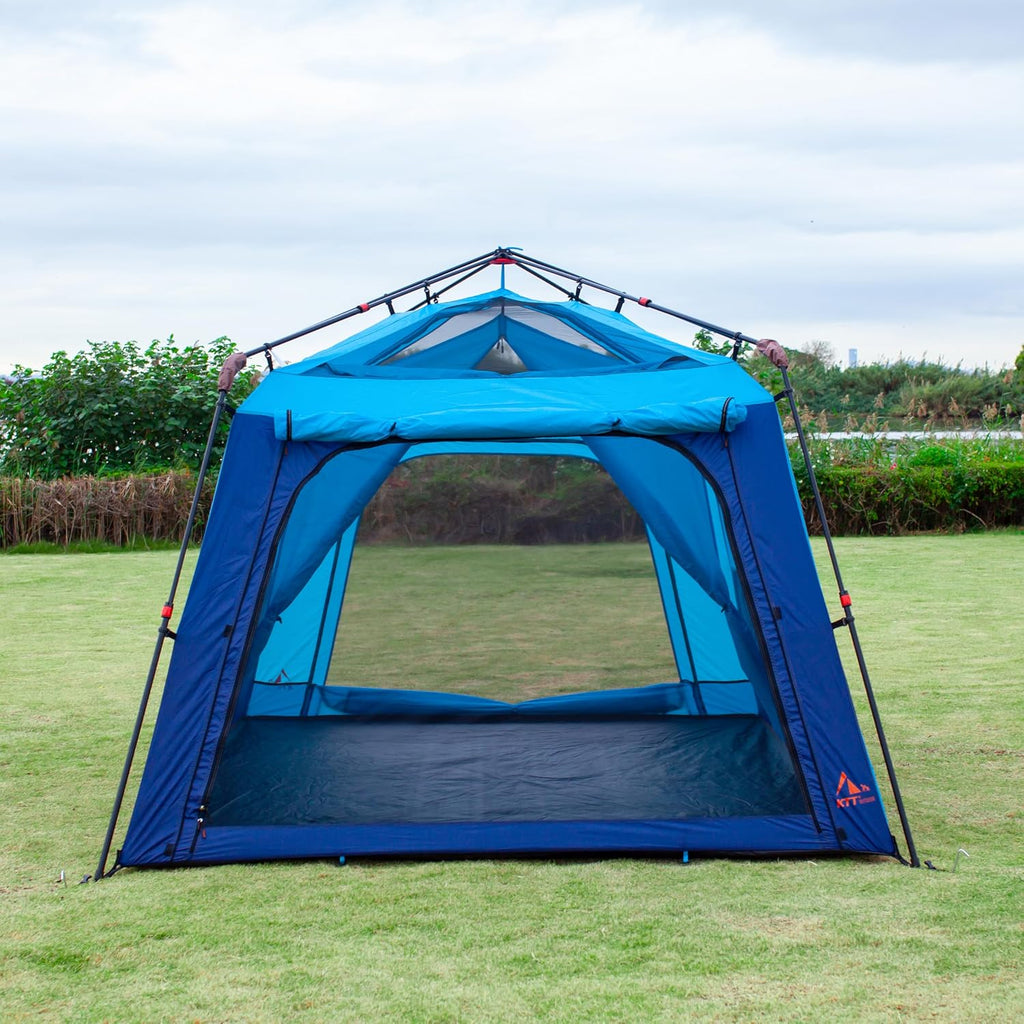 KTT Extra Large Tent 8-10-12-14 Person(A),Family Cabin Tents,2 Rooms,3 Doors and 3 Windows with Mesh,Straight Wall,Waterproof,Double Layer,Big Tent for Outdoor,Picnic,Camping,Family Gathering