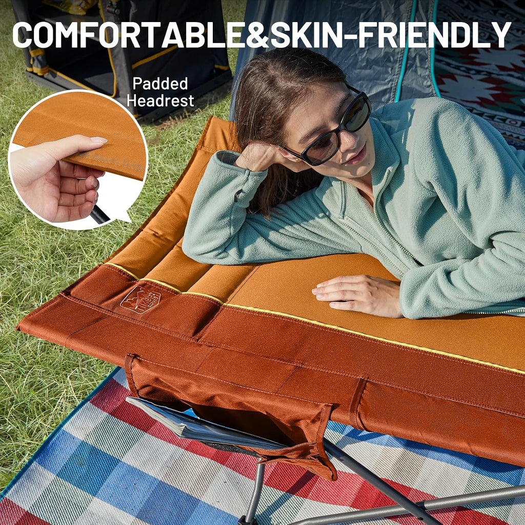 Timber Ridge Extra Wide Heavy Duty Camping Cot for Adult, Easy Set Up Oversized Sleeping Cot with Carry Bag for Camping, Travel and Outdoors, Support up to 450lbs, Orange, 2 Pack