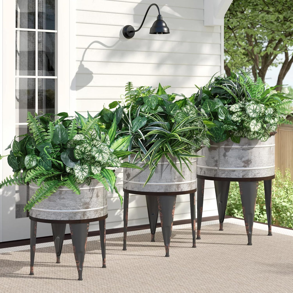 Starttag Artificial Bunches Greenery Plants Fake Plastic Leaves with Stems UV Resistant Outside Faux Plants Bushes for Outdoor Patio Garden Front Porch Yard Decor