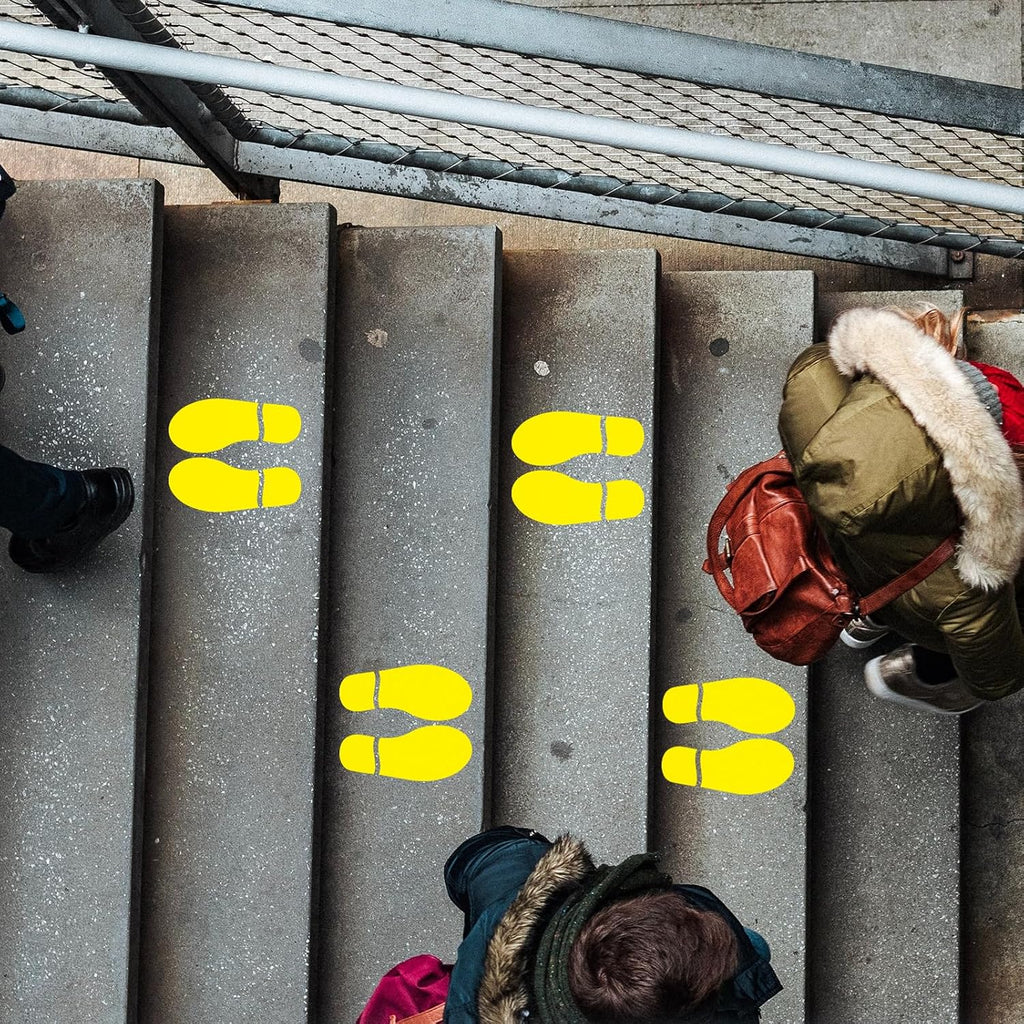 20 Pairs Yellow Footprint Stickers 3×7 in Classroom Floor Line Up