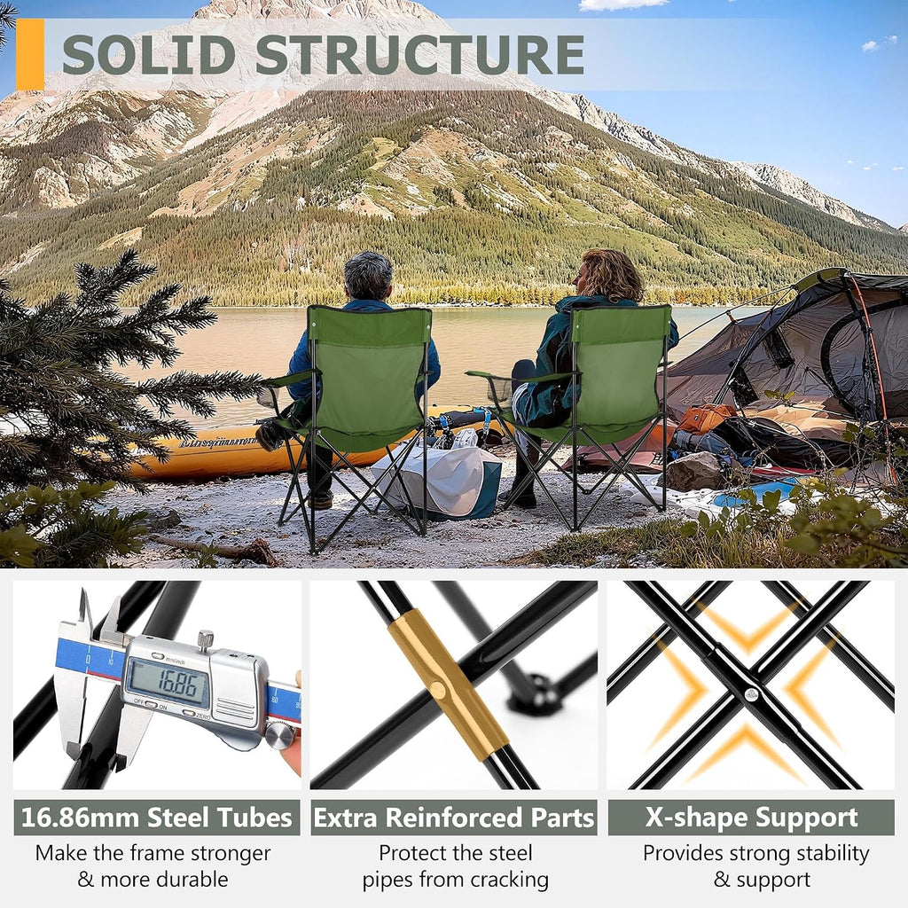 Joyfair Camping Chairs for Lawn & Beach, Large for Adults, Olive Green