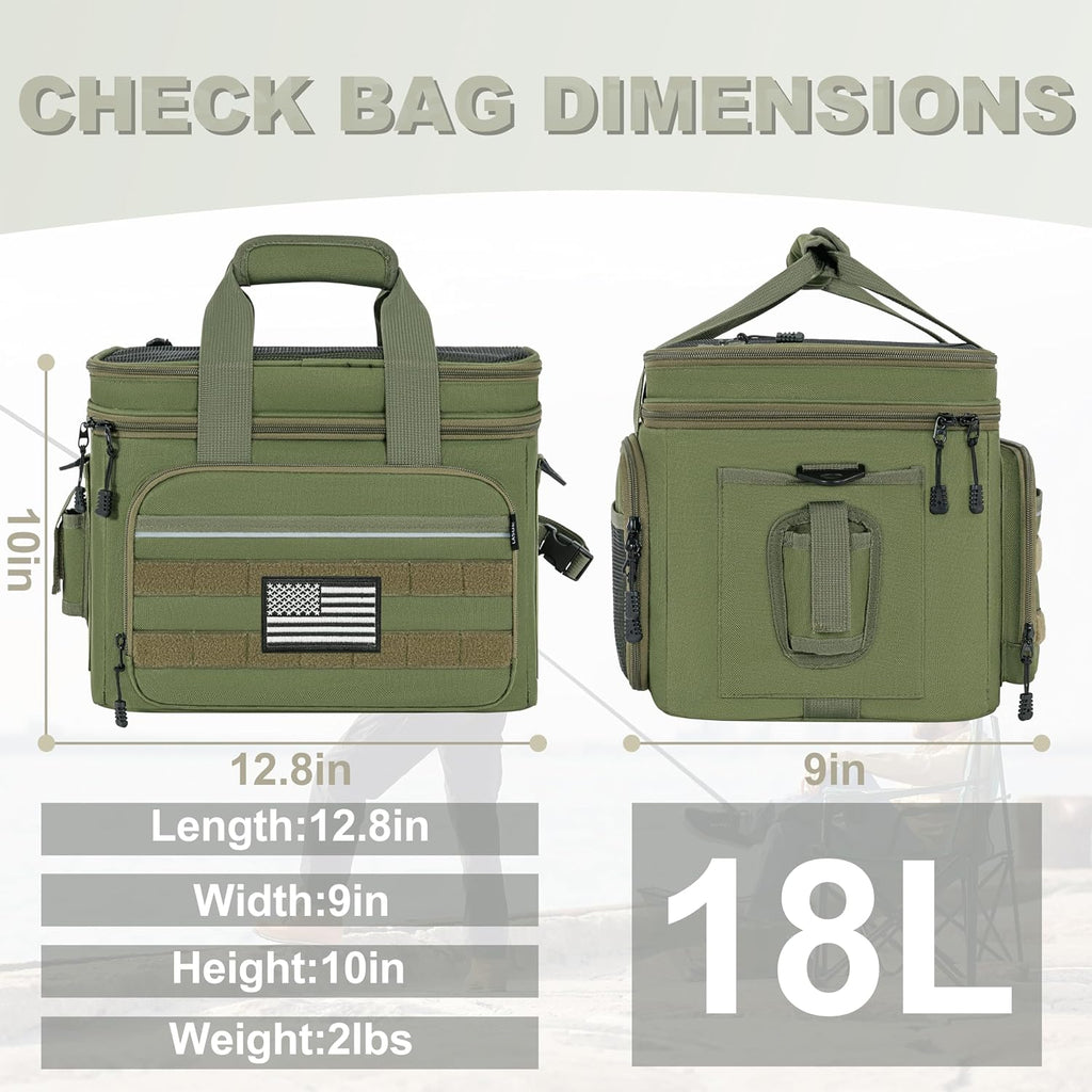 Fishing Tackle Bags, 19L Waterproof Tackle Box Organizer Shoulder