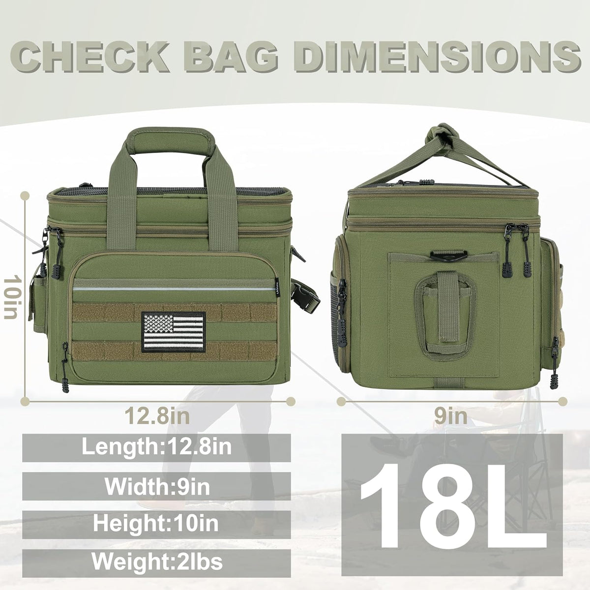 Fishing Tackle Bags, 19L Waterproof Tackle Box Organizer Shoulder