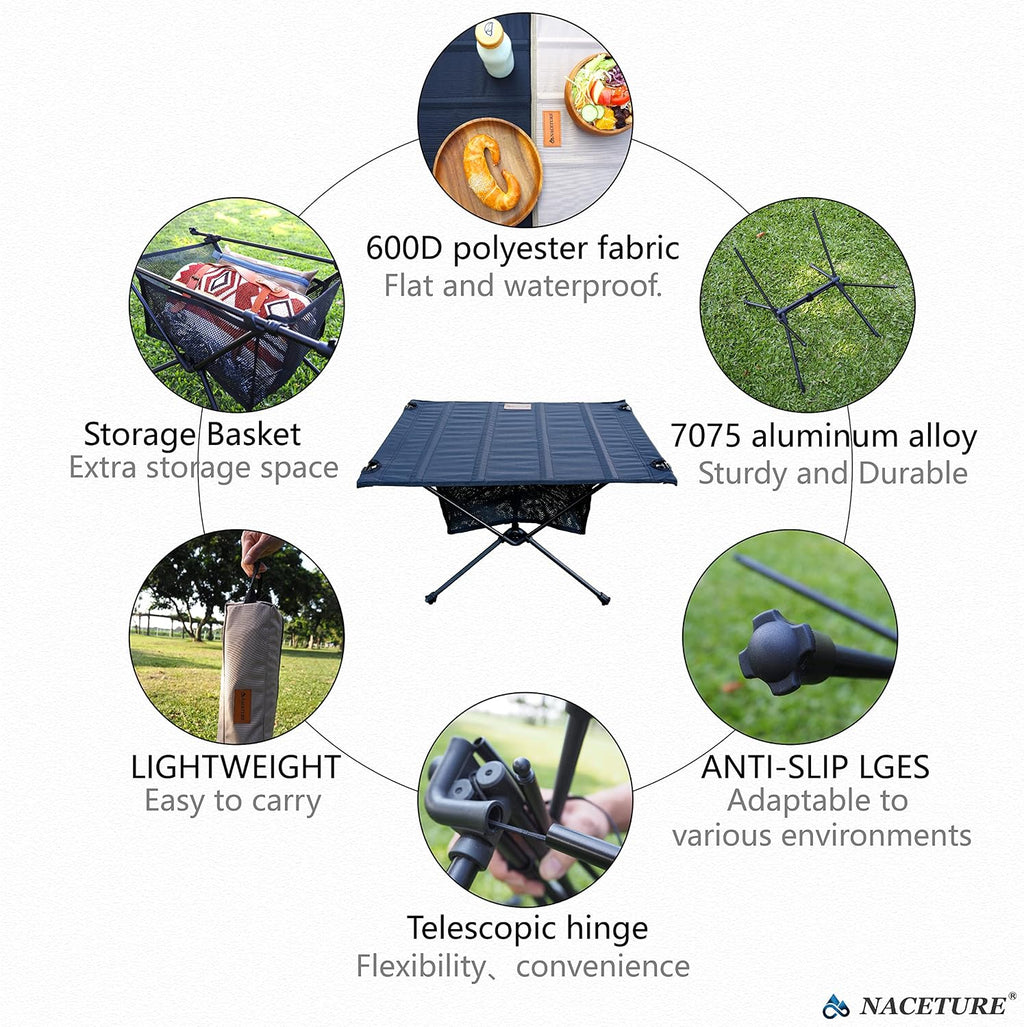 NACETURE Ultralight Camping Table, Foldable Backpacking Table with Mesh