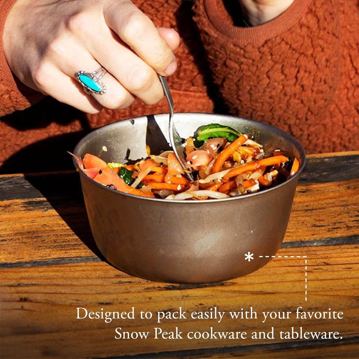 Snow Peak Titanium Fork & Spoon Set, Durable Utensils, Compact & Ultralight