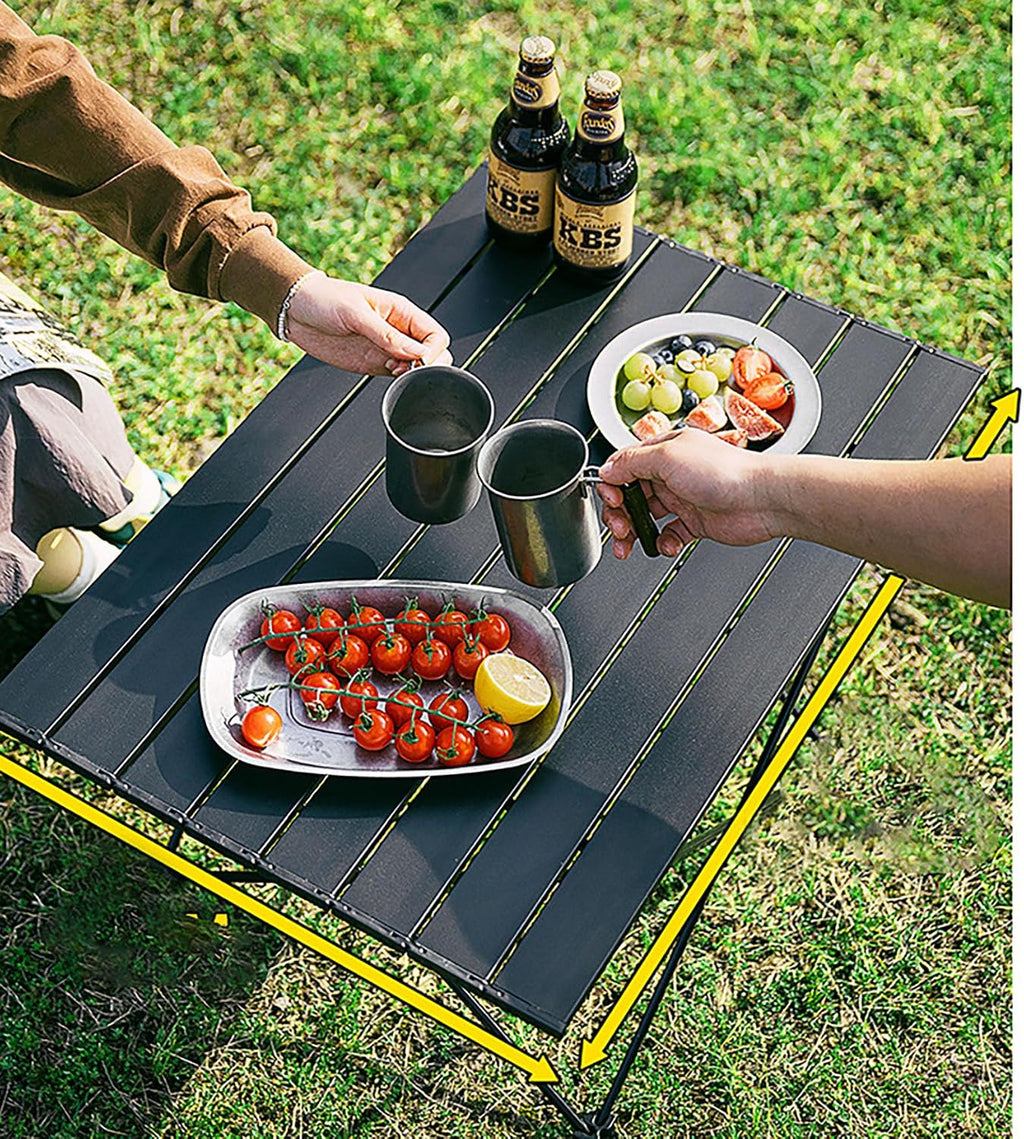 Folding Camping Table, 16 Inch x 13.8 Inch x 11.4 Inch Black Carbon Steel Foldable Table with Storage Bag for Home and Outdoors (S)