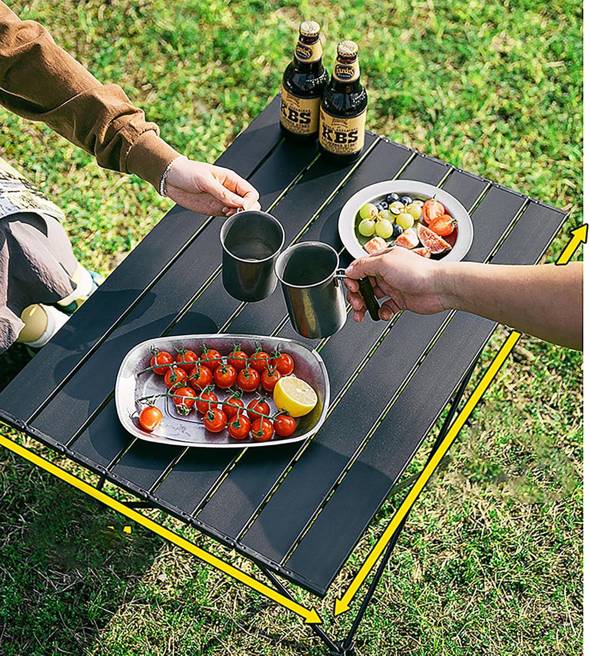 Folding Camping Table, 16 Inch x 13.8 Inch x 11.4 Inch Black Carbon Steel Foldable Table with Storage Bag for Home and Outdoors (S)