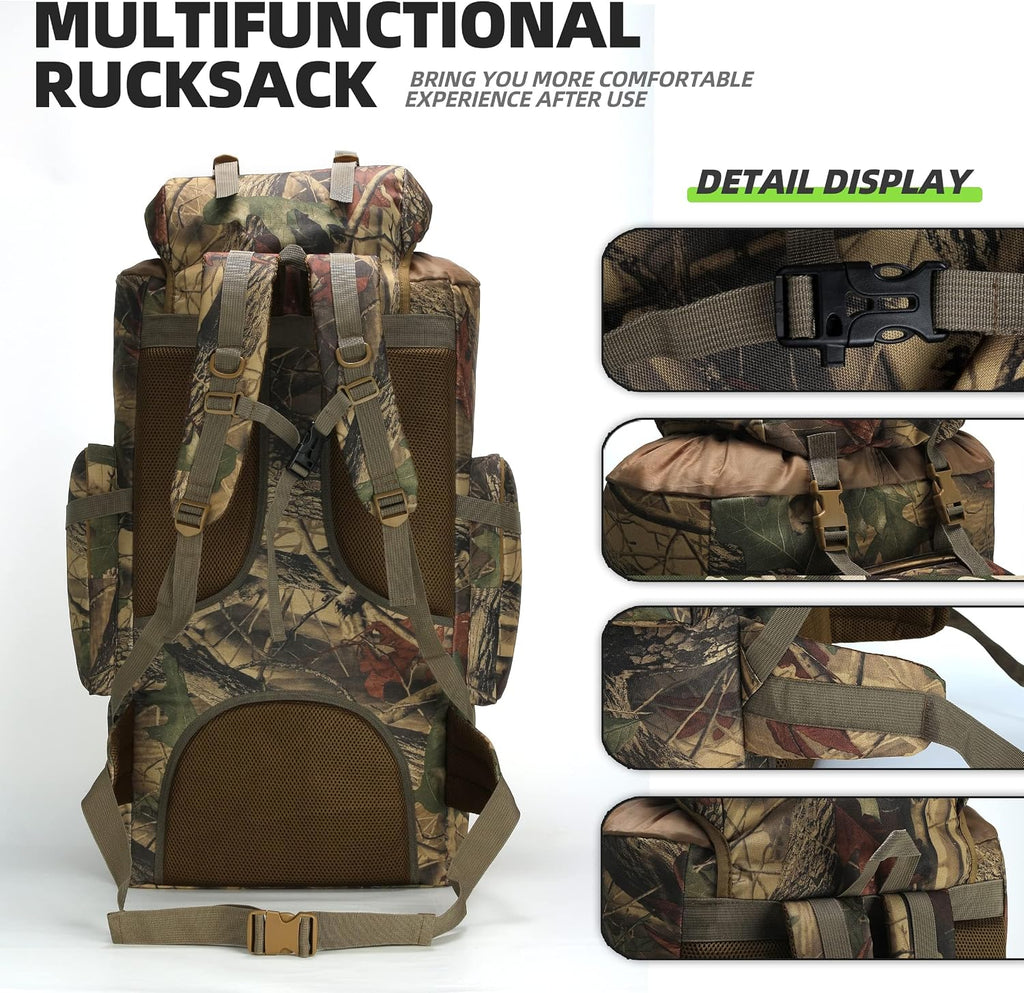 100L Camping Hiking Backpack,Molle military Tactical rucksack backpack,Waterproof Lightweight Hiking Backpack (Maple Leaf)