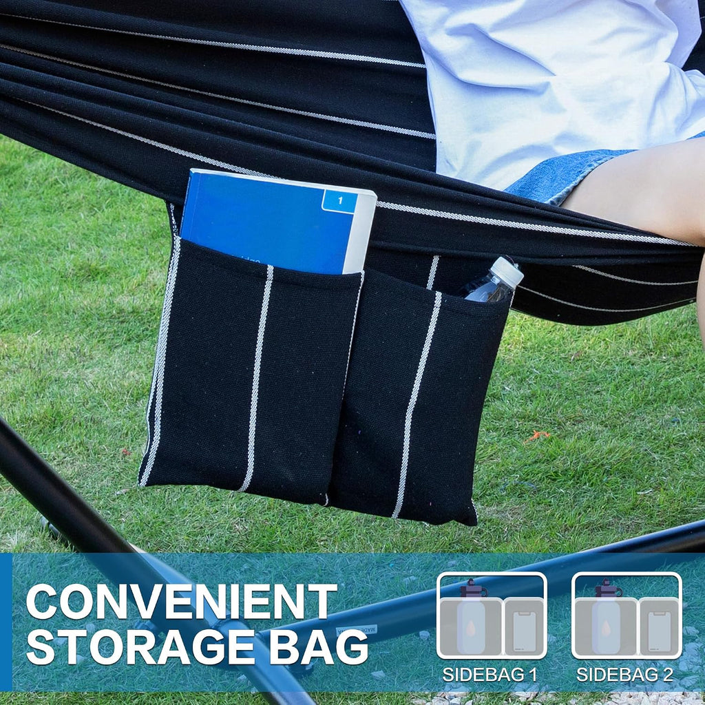 PNAEUT Double Hammock with Stand for Outside, Heavy-Duty, Portable (Chasm)