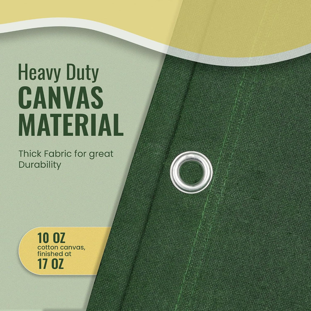 REDIBLUE 10 x 12 ft Heavy Duty Canvas Tarp, Multi Purpose Use for Camping, Tent Canopy, Outdoor, Rustproof Grommets, Durable, Water Resistant, Cotton 17oz - Olive Drab