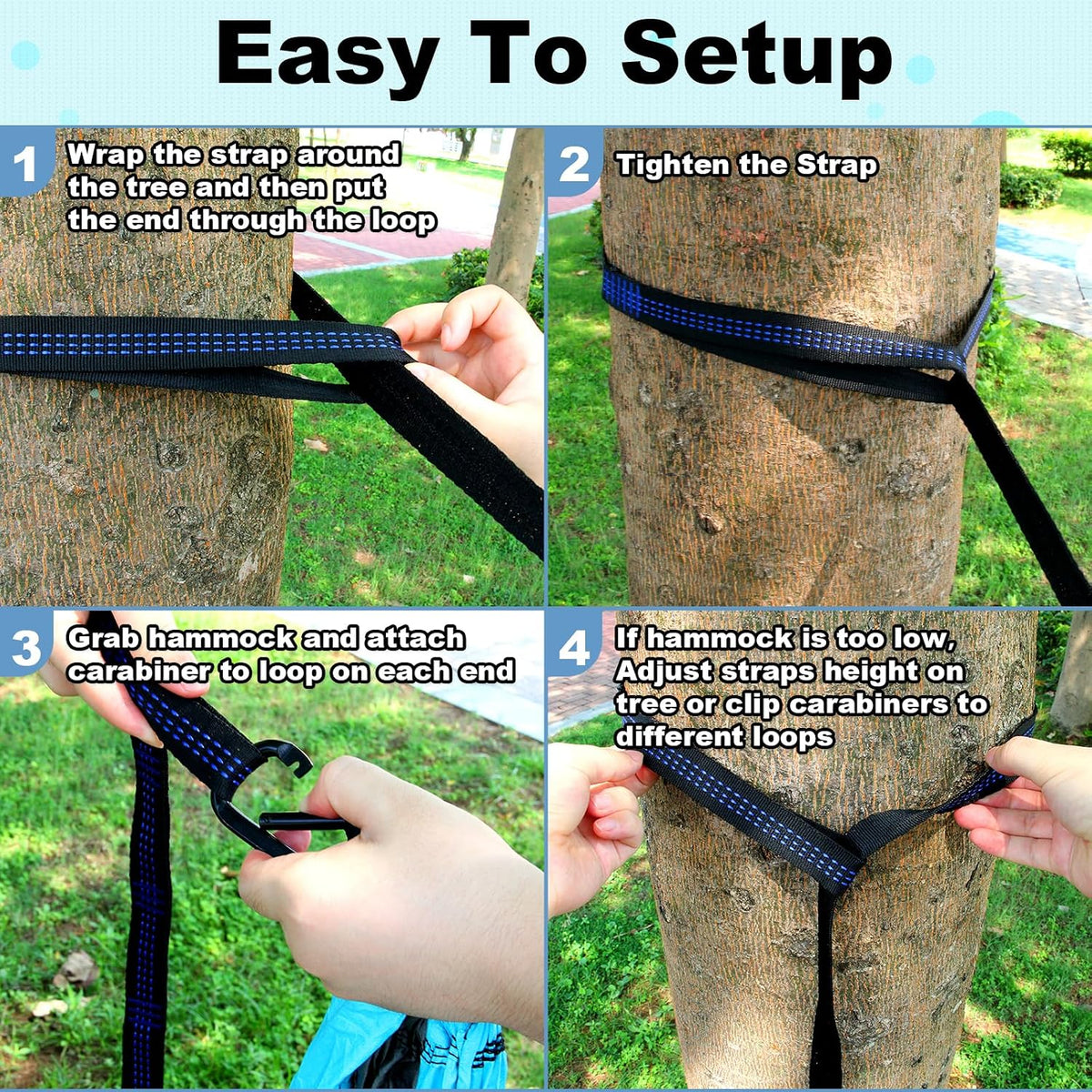 SZHLUX Camping Hammock Double & Single Portable Hammocks with 2 Tree Straps and Attached Carry Bag,Great for Outdoor,Indoor,Beach,Camping