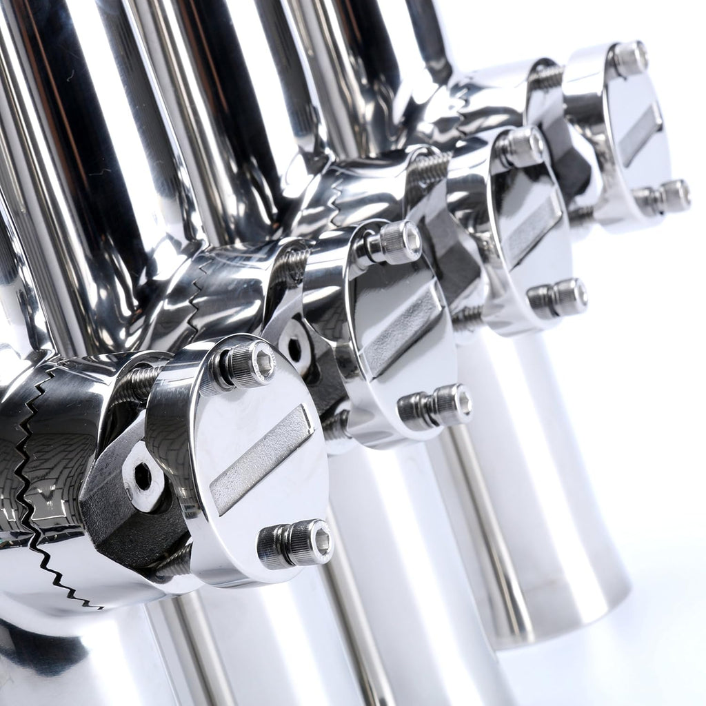 Amarine Made 4Pcs Fishing Rod Holder, Stainless Steel Rail Mount Fishing Pole Holders, Tournament Style Clamp on Rod Holder for Rails 1" to 1-1/4"