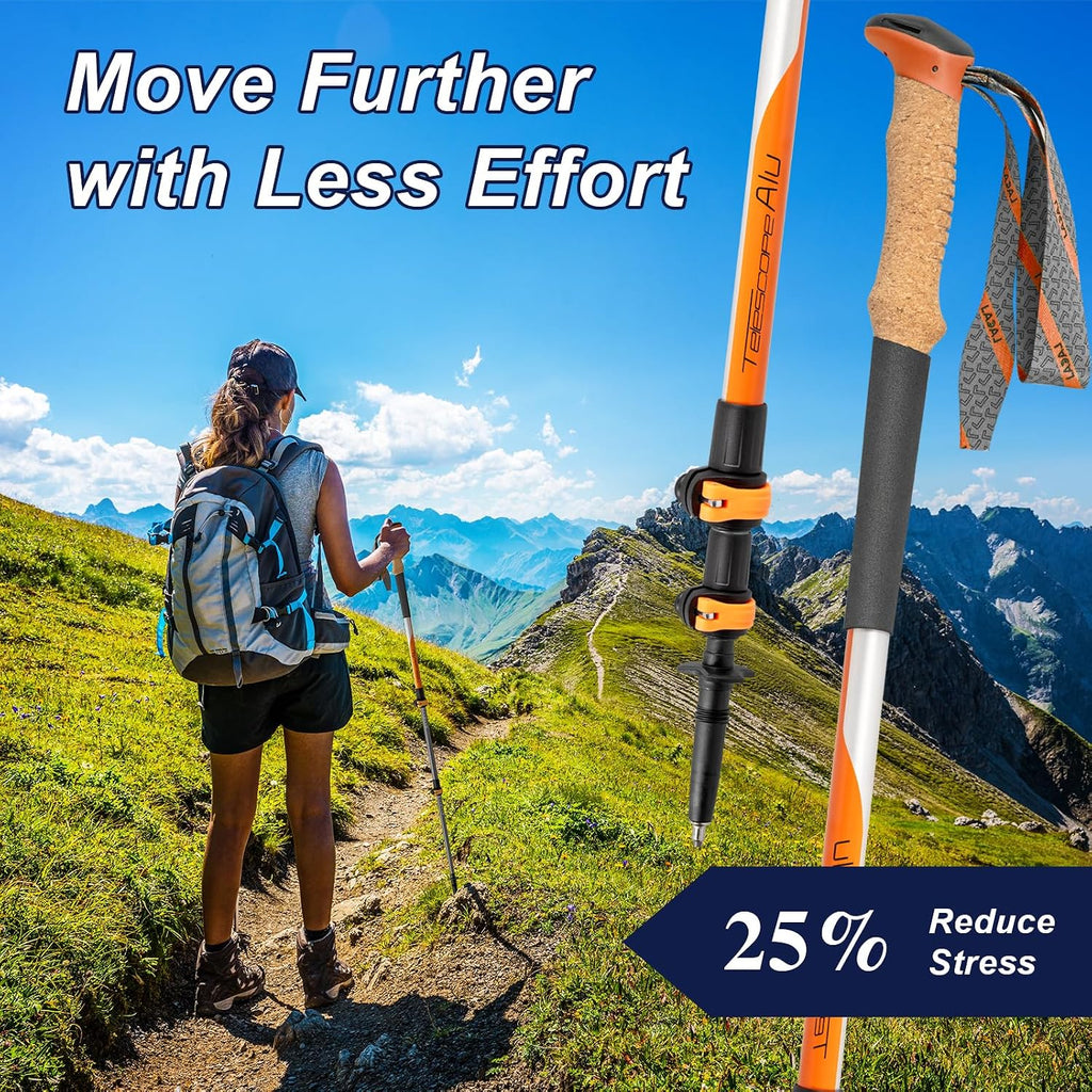 Hiking Poles, Ultra-Light Telescopic Trekking Poles,Portable Walking Sticks with Adjustable Height for Men and Women