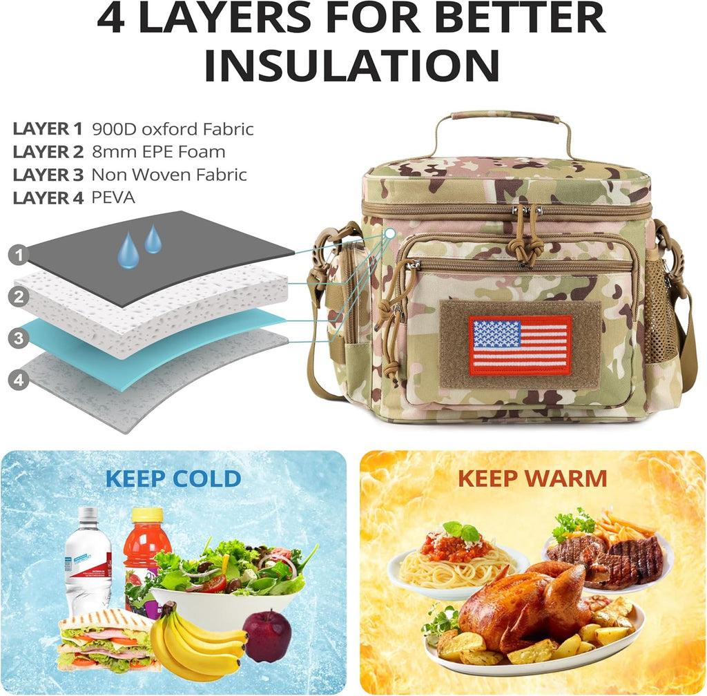 Lunch Box for Men, 12L Leakproof Tactical Lunch Bag Large Cooler for work