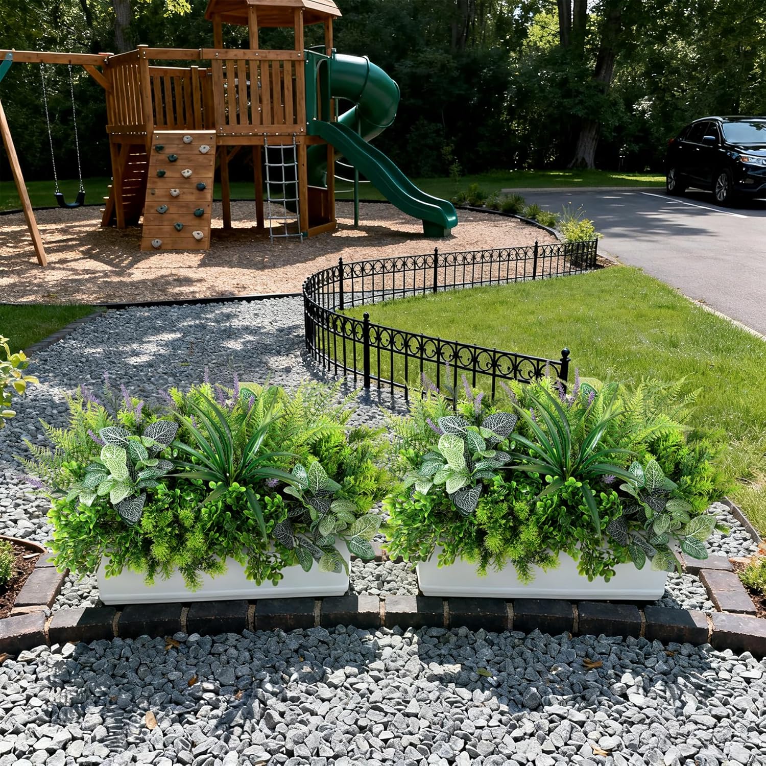 Hrobek Outdoor Faux Plants UV Resistant Fake Greenery for Outside Planter