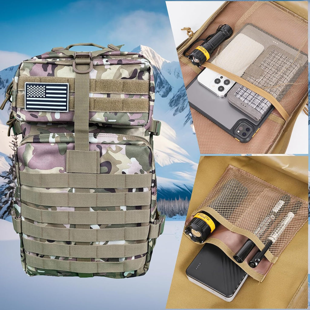 50L Large Military Tactical Backpack Molle Army Assault Pack for Travel Camping Hiking Fishing Backpack for men (Comouflage)