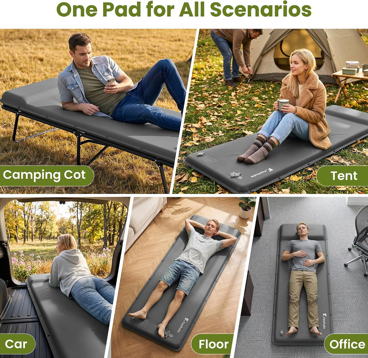 Self Inflating Sleeping Pad with Foot Pump - Grey