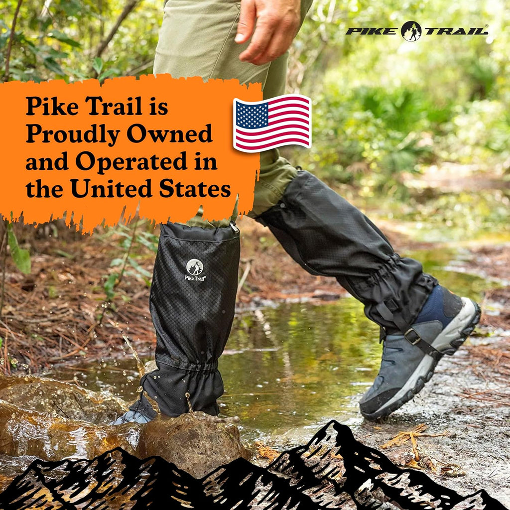 Pike Trail Adjustable Leg Gaiters - Lightweight, Waterproof - Leg Guards for Men & Women - Hiking Essentials Ideal for Hunting, Trekking & Fishing - 1 Pair