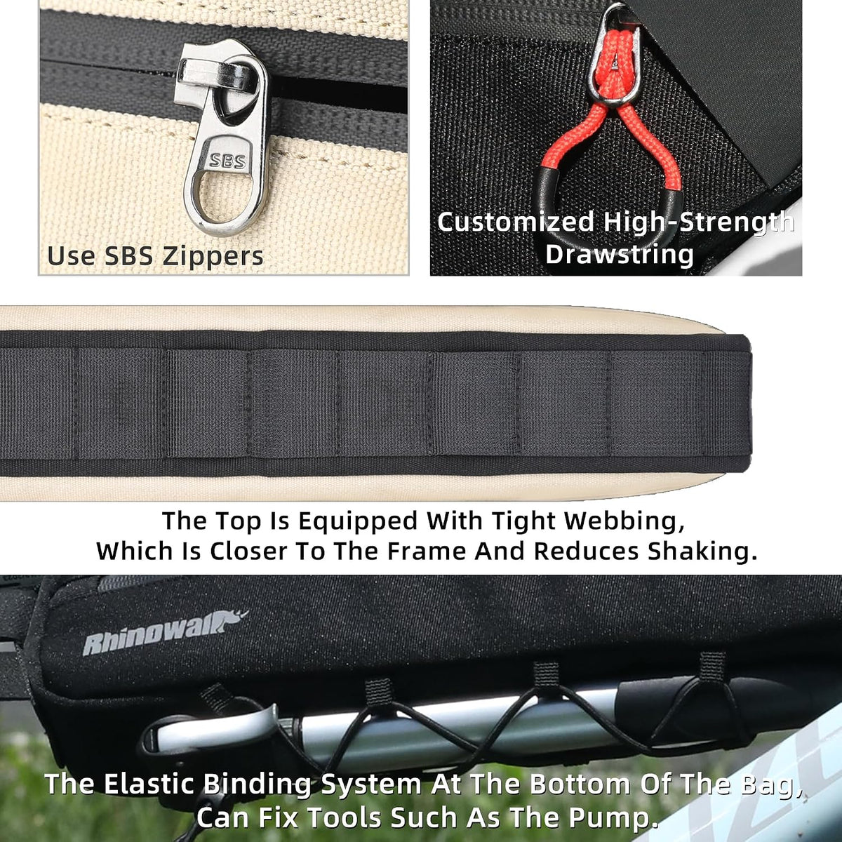 Rhinowalk Top Tube Bag - 2.1/2.7L Triangle Bag for Road & Gravel Bikes
