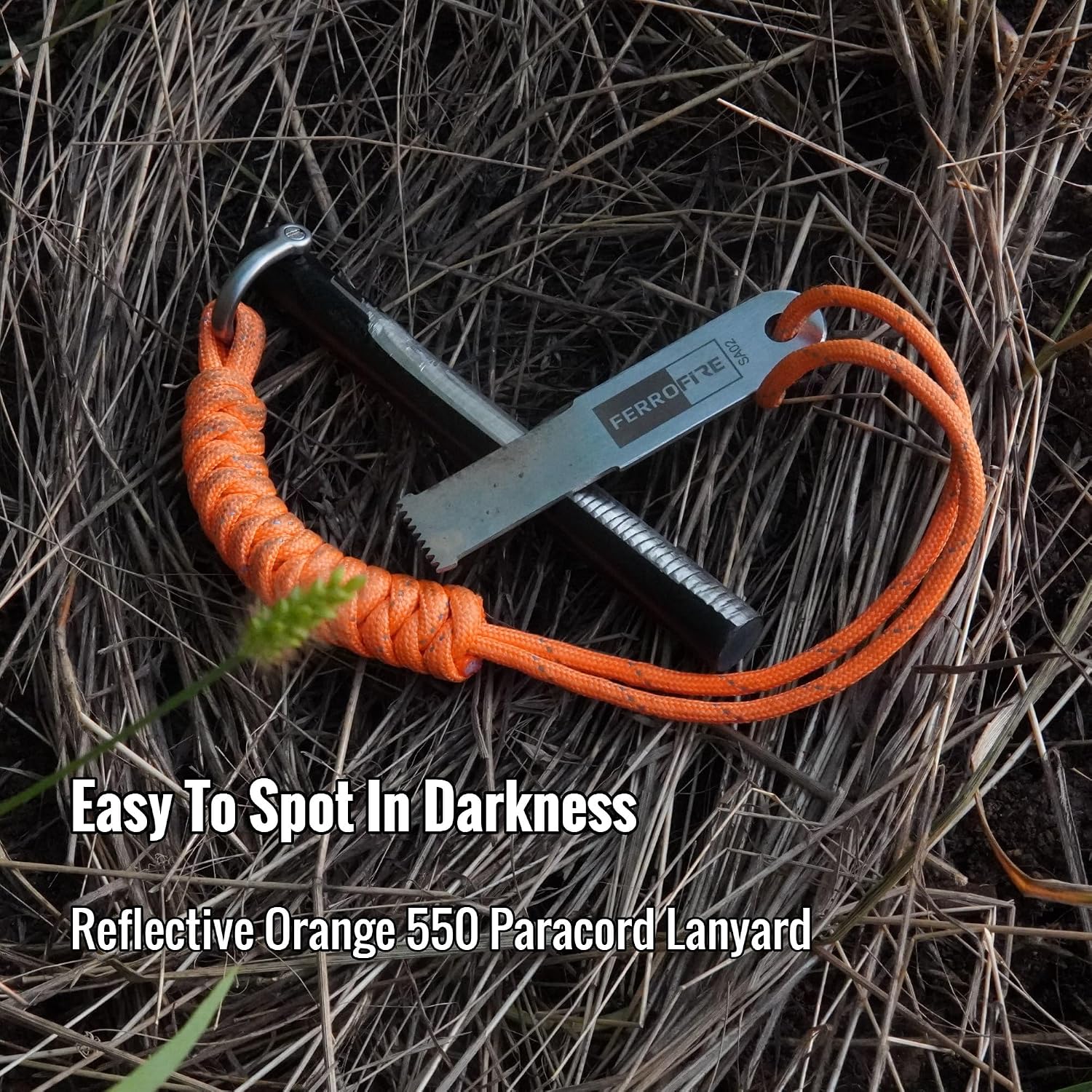 FS125 Heavy-Duty Plus Fire Starter - 1/2 Inch Thick x 5 Inch Long Ferrocerium Rod with Magnesium, Superb Carbon Alloy Steel Striker & 550 Paracord for Camping, Survival, Emergency Kits