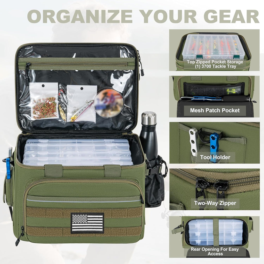 Fishing Tackle Bags, 19L Waterproof Tackle Box Organizer Shoulder