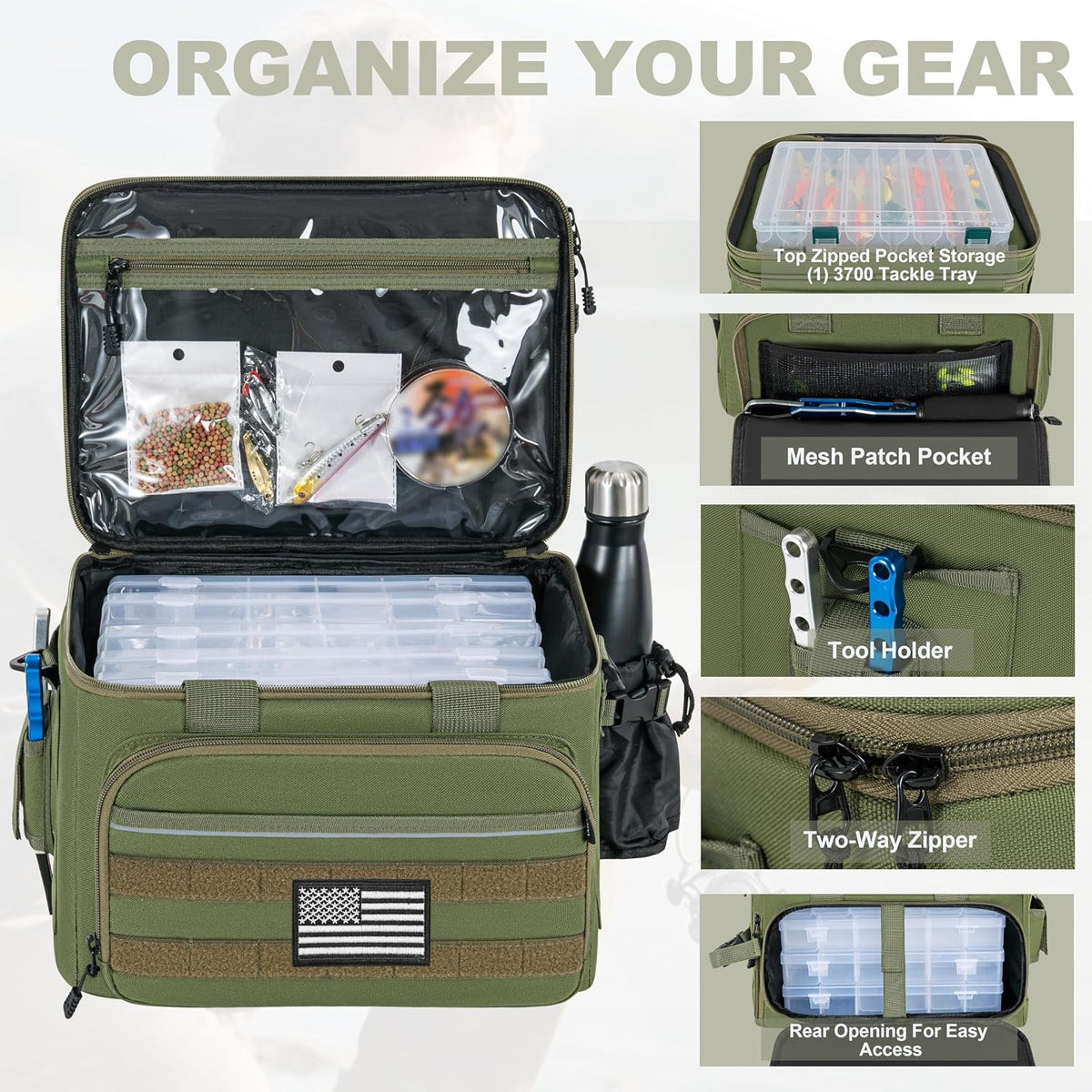 Fishing Tackle Bags, 19L Waterproof Tackle Box Organizer Shoulder