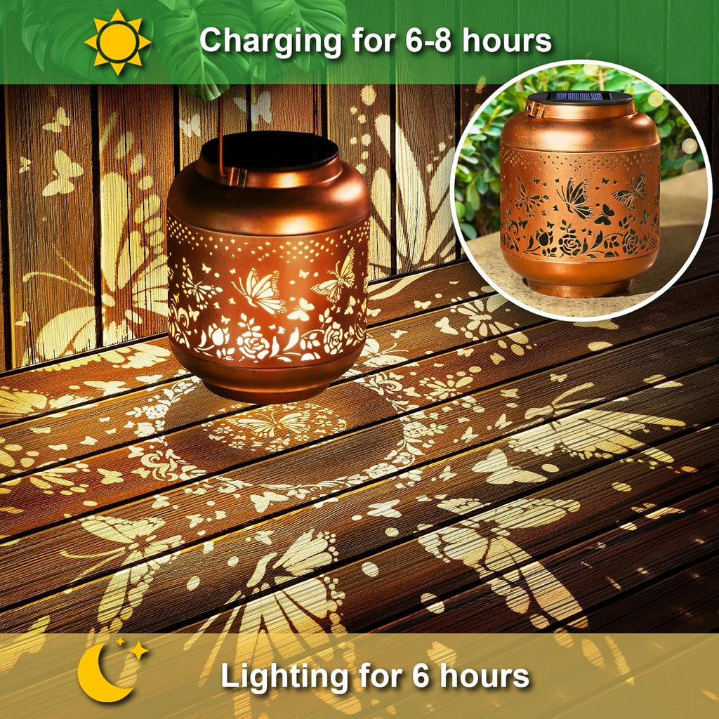 Mothers Day Gifts Butterfly Solar Lanterns Garden Decor Birthday Gifts for Women Mom Grandma Hanging Solar Lights Outdoor Waterproof Decoration for Outside LED Lanterns for Yard Patio Lawn