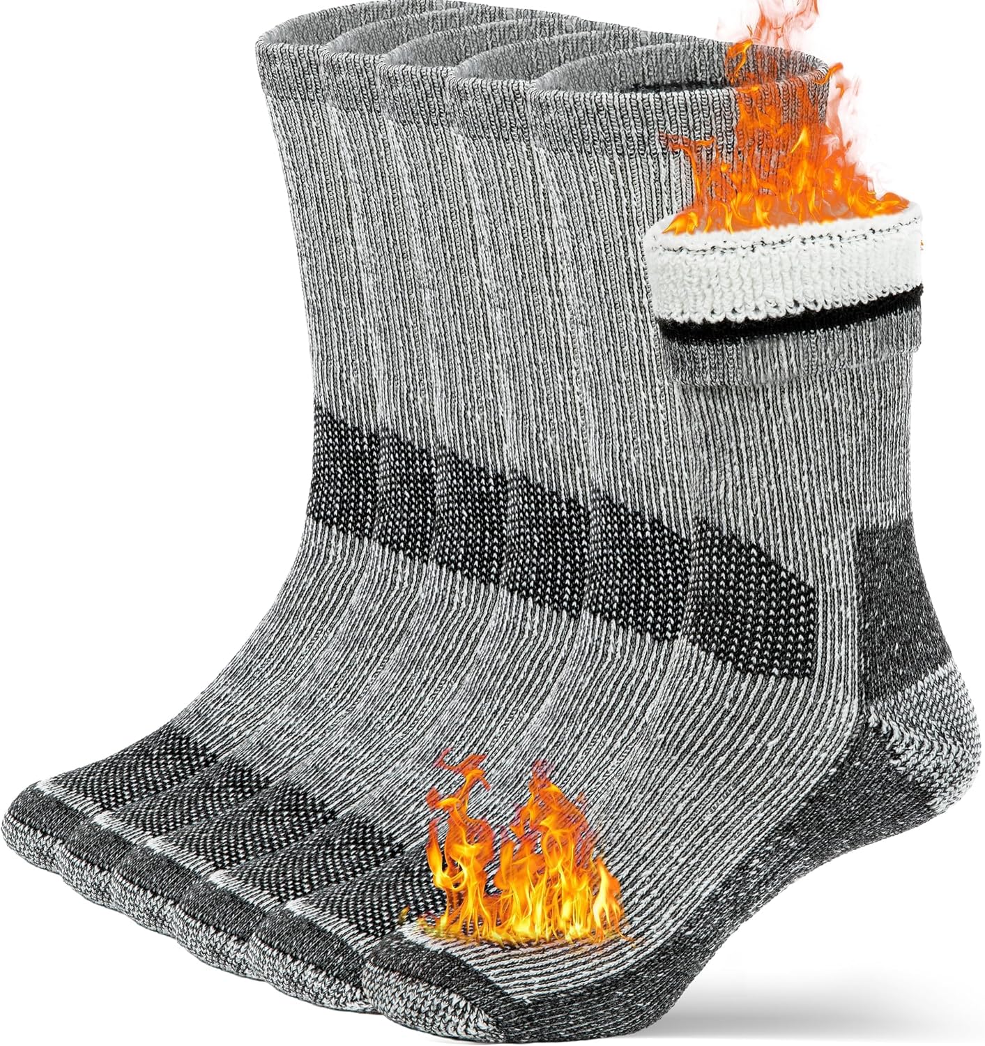 Buttons & Pleats Wool Socks for Men & Women Merino Thermal Warm Cozy Winter Boot Sock