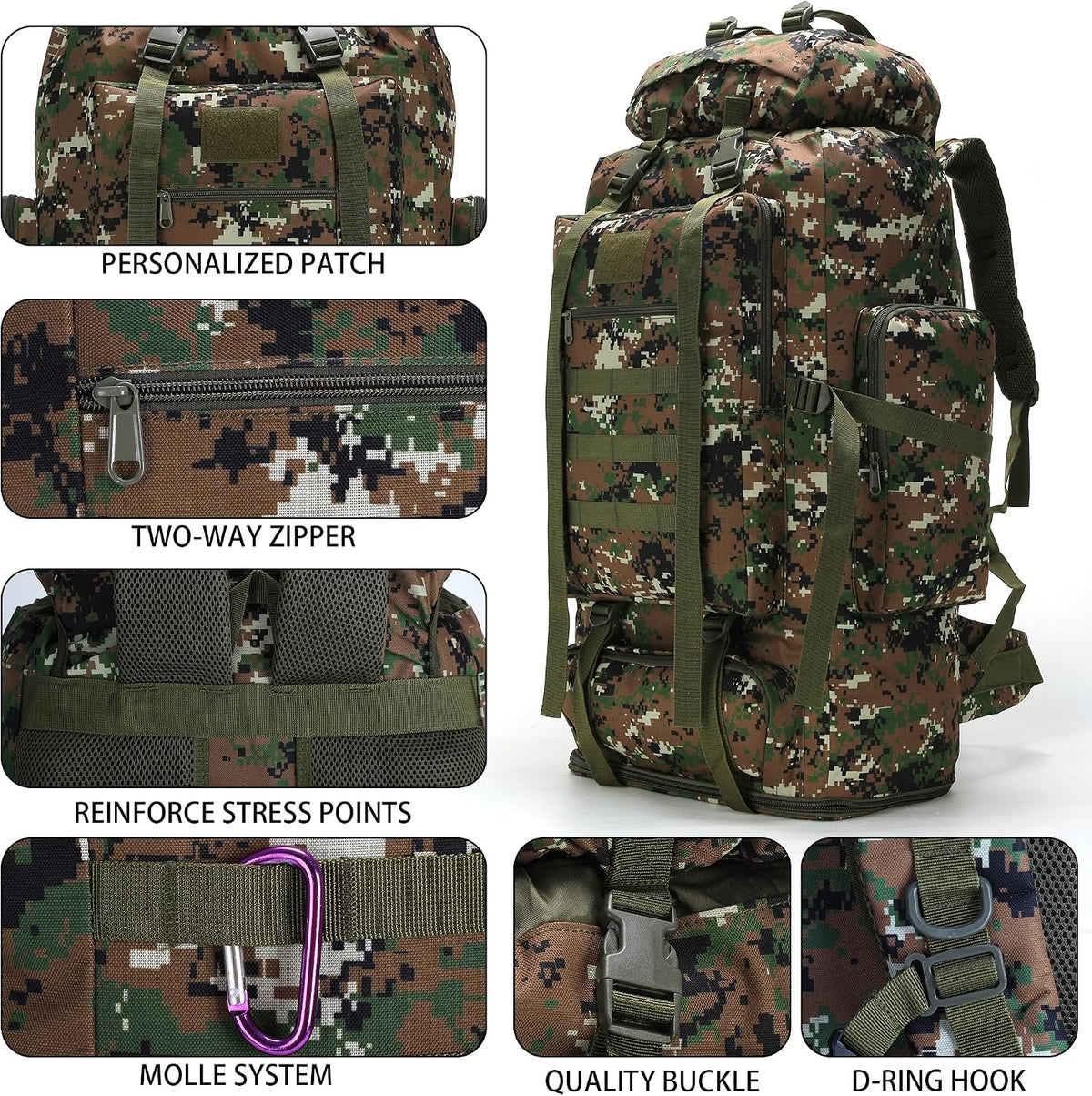 Hiking Backpack for Men 70L/100L Camping Backpack Military Rucksack Molle 3 Days Assault Pack for Climbing