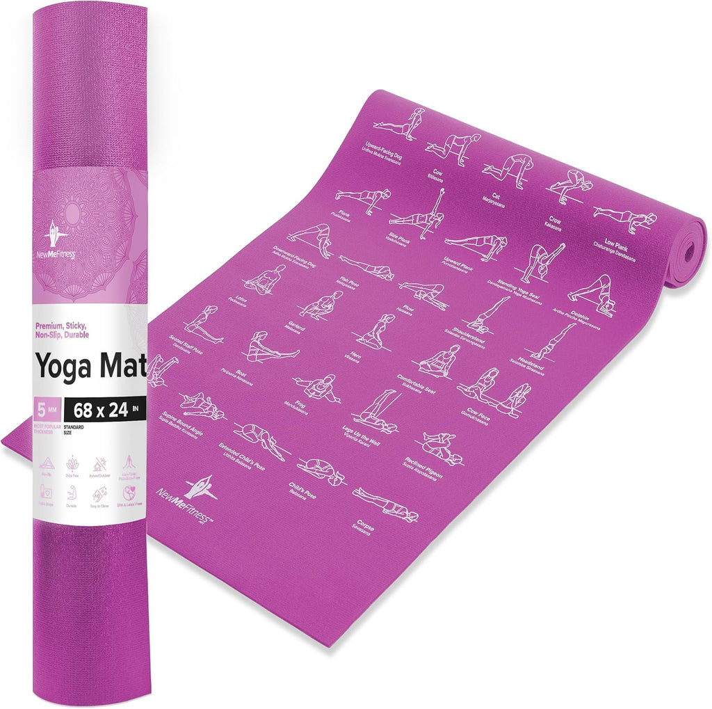 NewMe Fitness Thick Yoga Mat for Women and Men - 5mm Non Slip Pilates Mat