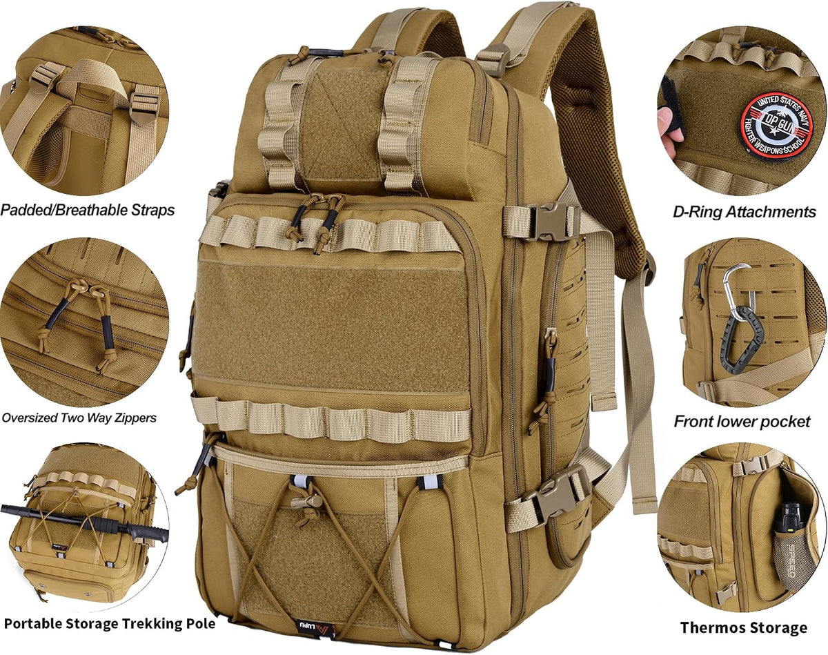 Tactical Backpack 35L Military Molle Pack 900D Waterproof Assault Rucksack Large Capacity Outdoor Hiking Camping Trekking Bag for Travel Hunting Survival and Adventure