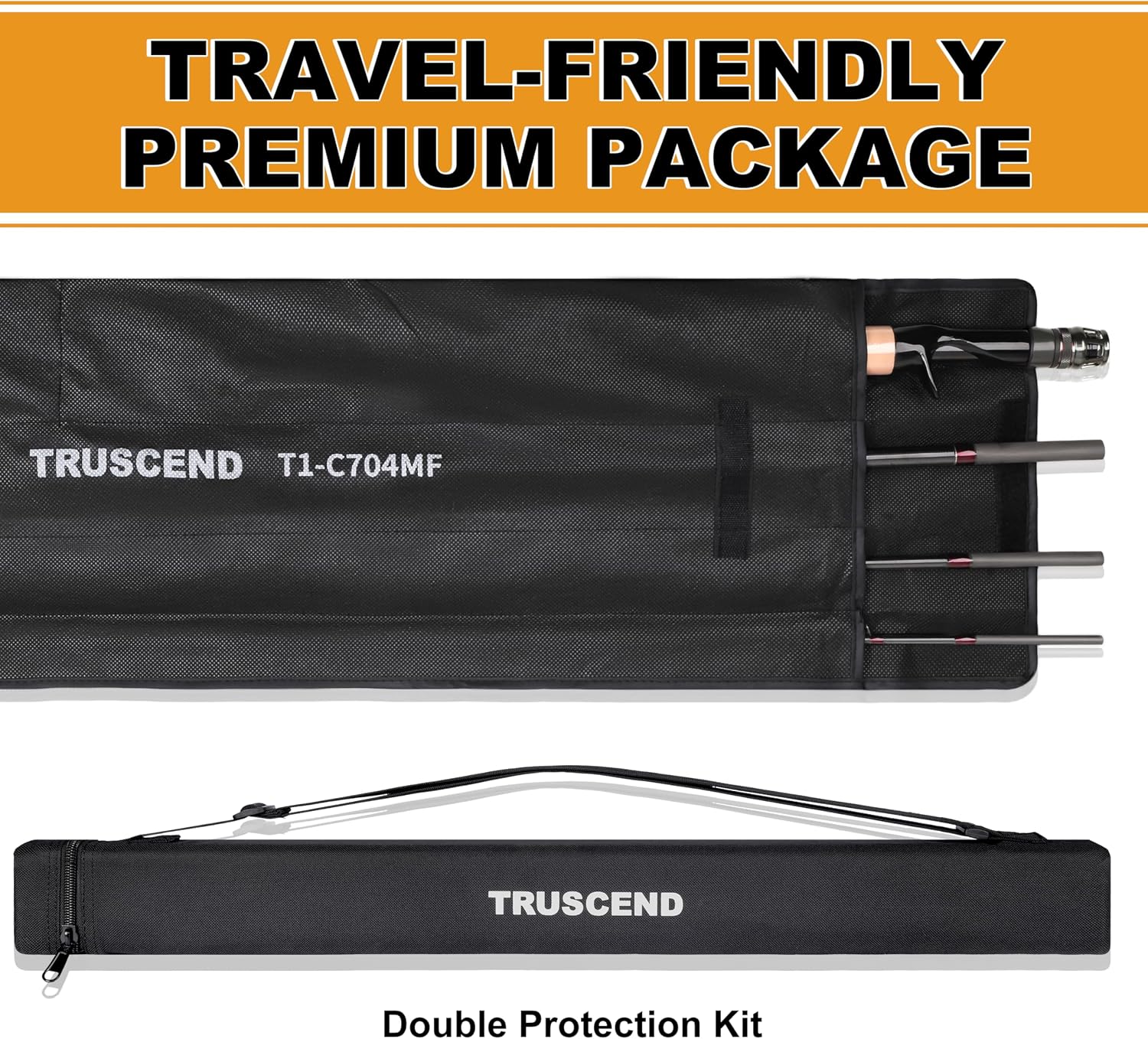 TRUSCEND Craz Easy Control Baitcasting Fishing Rods, 1-Piece Performance Multi-Piece Travel Rod, High Strength & Sensitive Backbone, Tough Fishing Rod with Toray Carbon, Fuji A Ring & K Guide