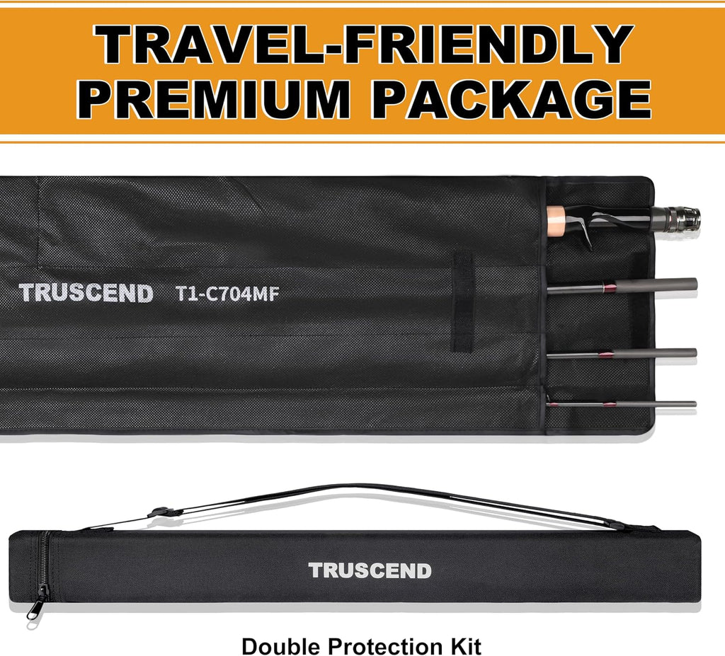 TRUSCEND Craz Easy Control Baitcasting Fishing Rods, 1-Piece Performance Multi-Piece Travel Rod, High Strength & Sensitive Backbone, Tough Fishing Rod with Toray Carbon, Fuji A Ring & K Guide