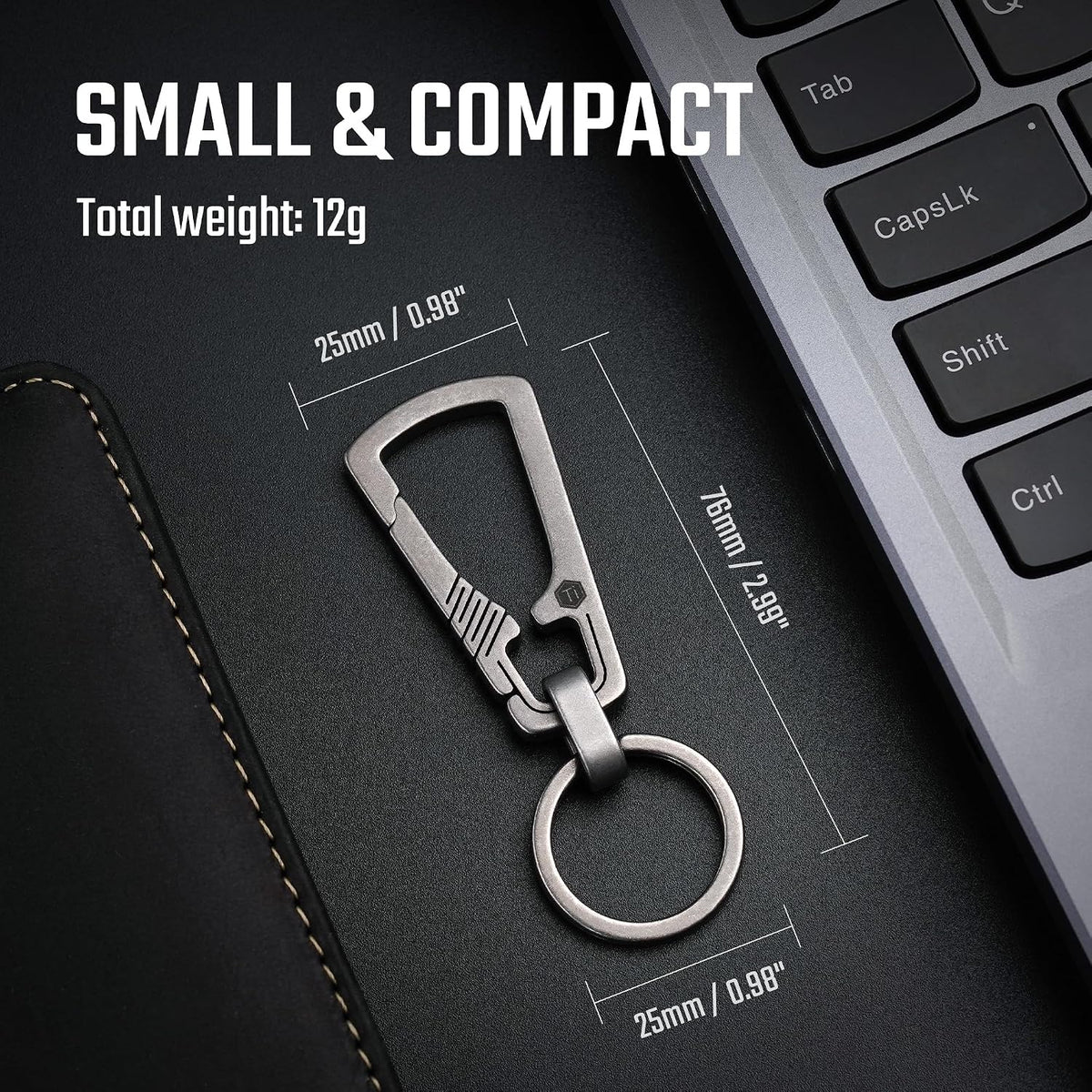 KeyUnity Titanium Carabiner Keychain Clip, Quick Release EDC Key Holder Organizer with Key Ring
