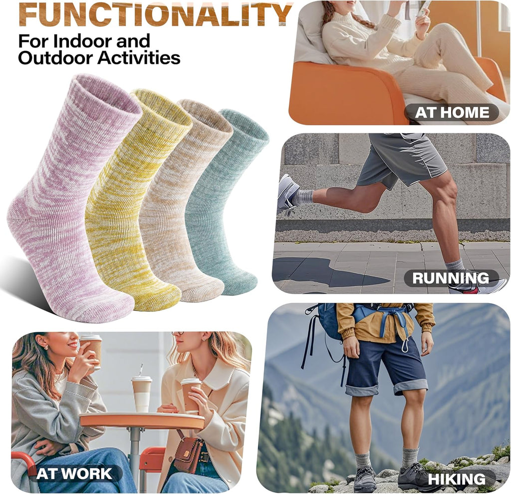 Anlisim Merino Wool Hiking Socks, Boot Crew Work Socks for Women Men