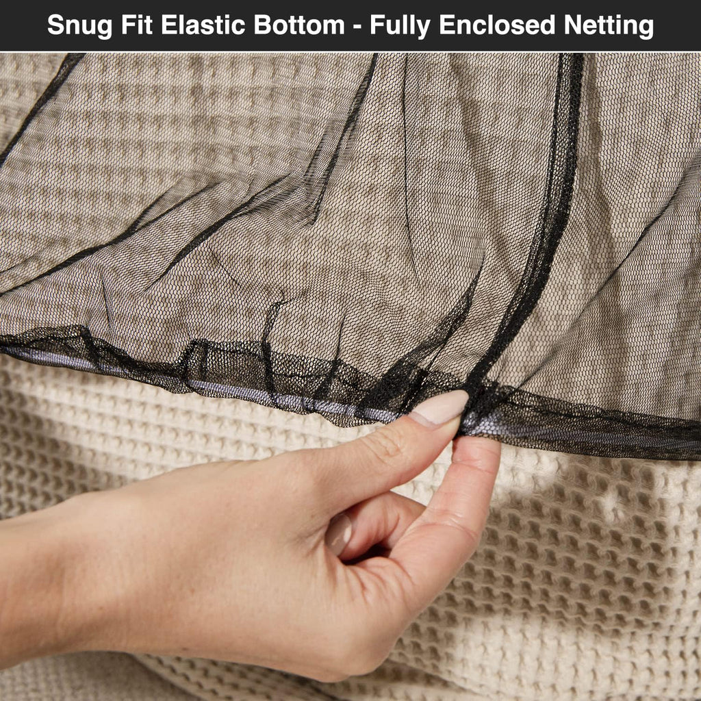 Black Mosquito Net for Queen & King-Size Beds - Fully Enclosed Bed Canopy