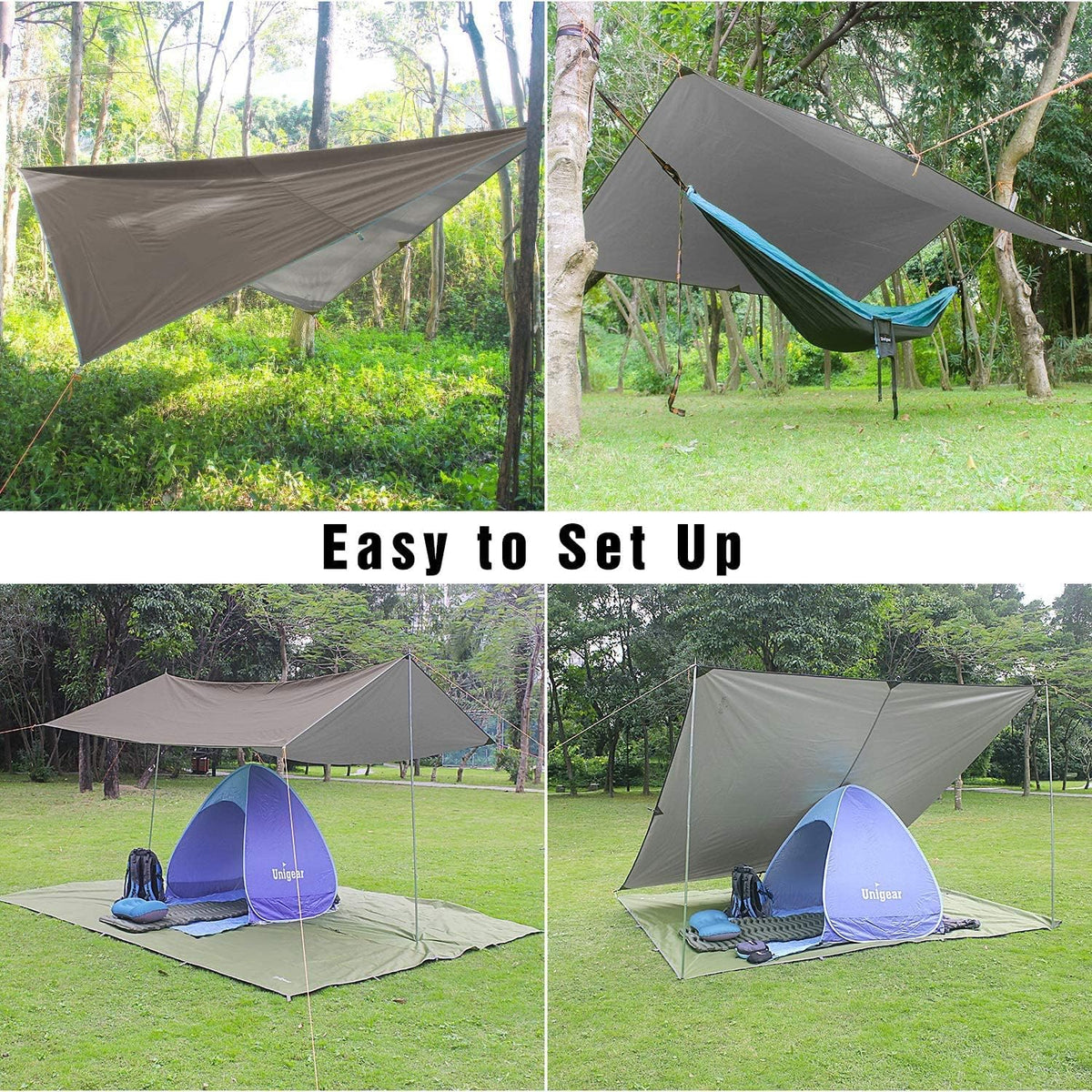 Unigear Hammock Rain Fly Waterproof Camping Tent Tarp for Backpacking