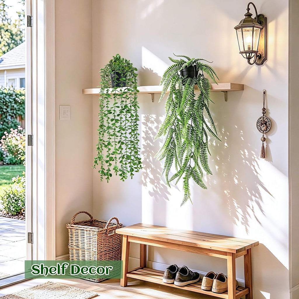 Der Rose 4Pcs Fake Hanging Plants with Lush Cascading Greenery