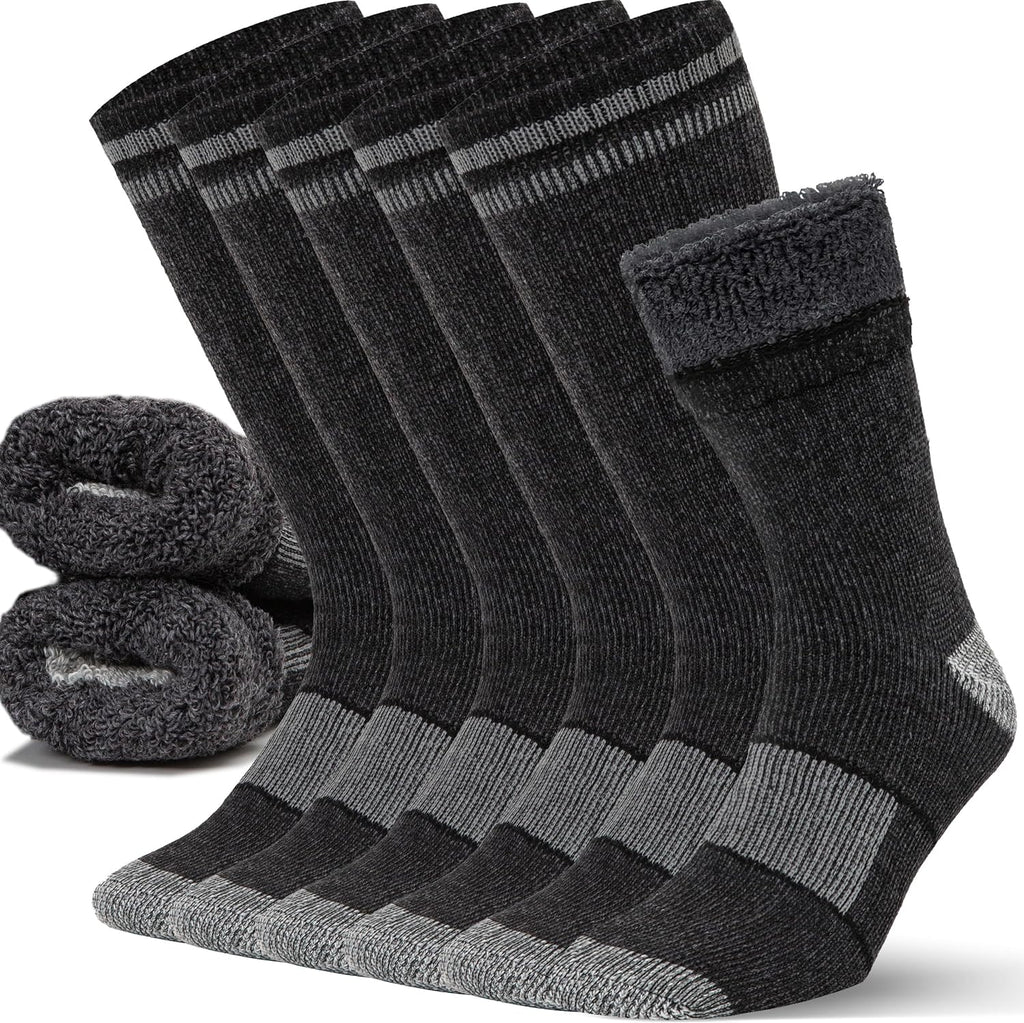 Alvada Mens Merino Wool Crew Socks Thermal and Warm Socks for Winter Work Hiking Running 3 Pairs