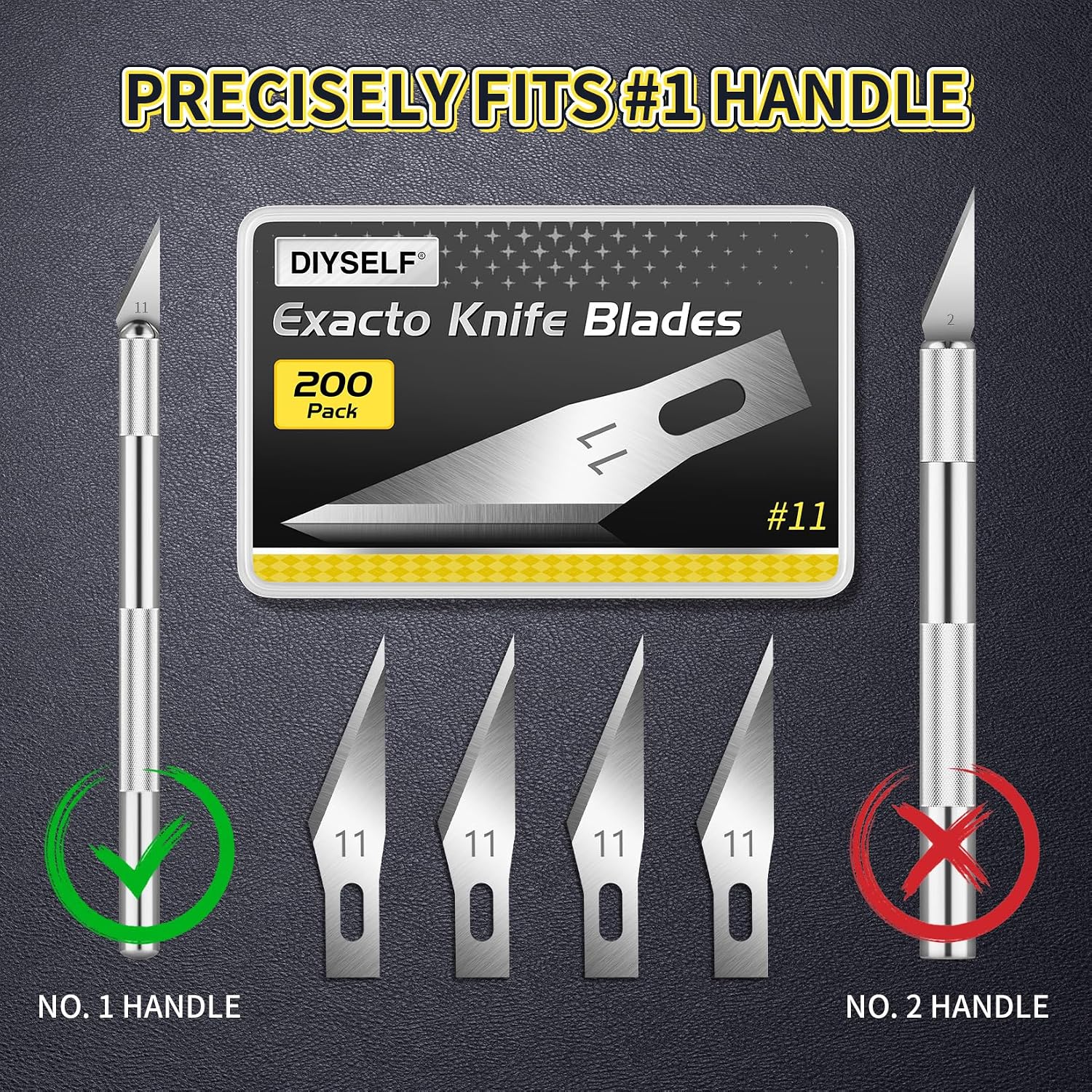 DIYSELF 200 PCS Exacto Knife Blades #11, High-Carbon Exacto Blades Refills