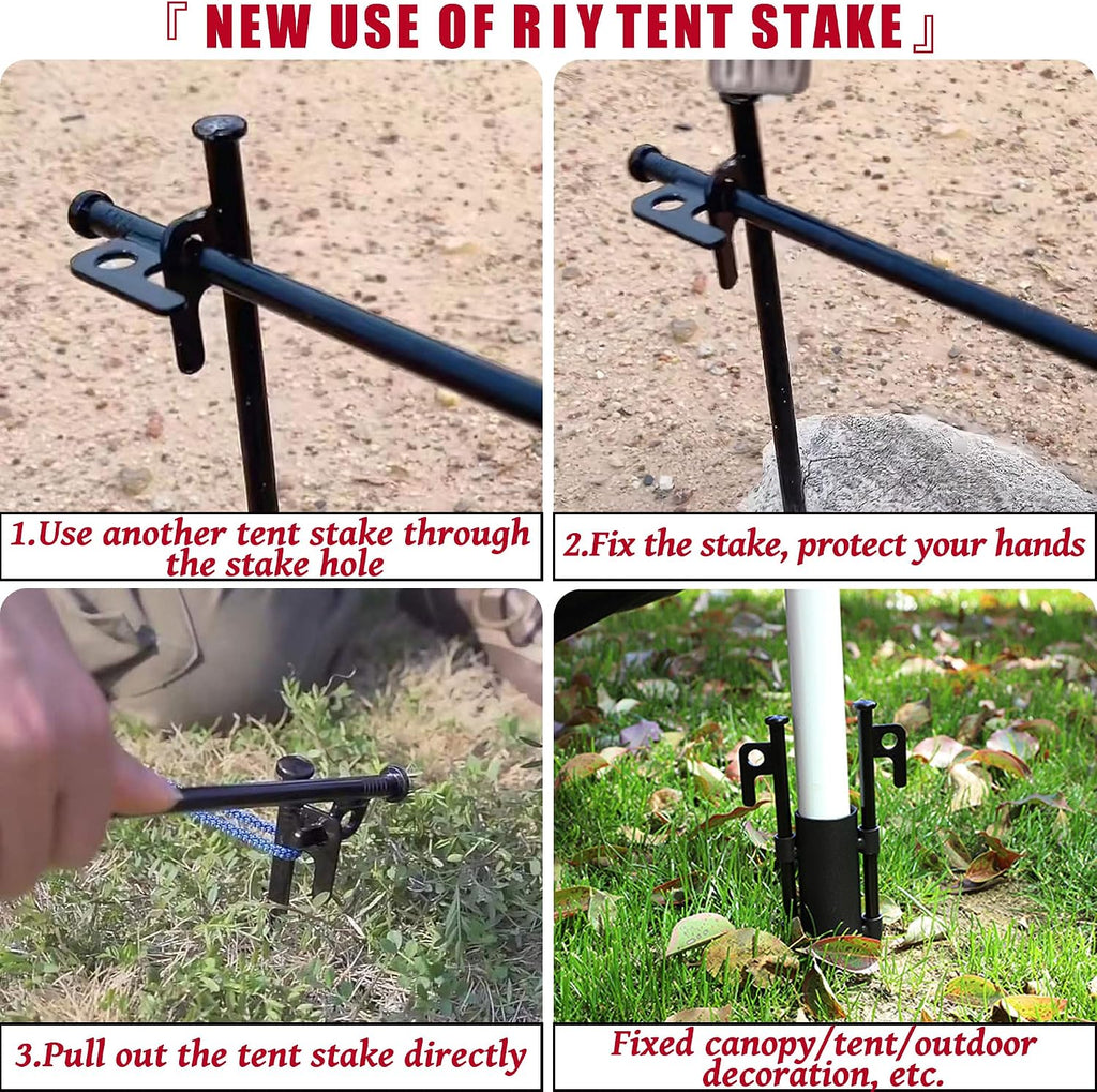 8 Pack Tent Stakes Heavy Duty Metal Tent Pegs for Camping Steel Tent Stakes 16 inch Unbreakable and Inflexible