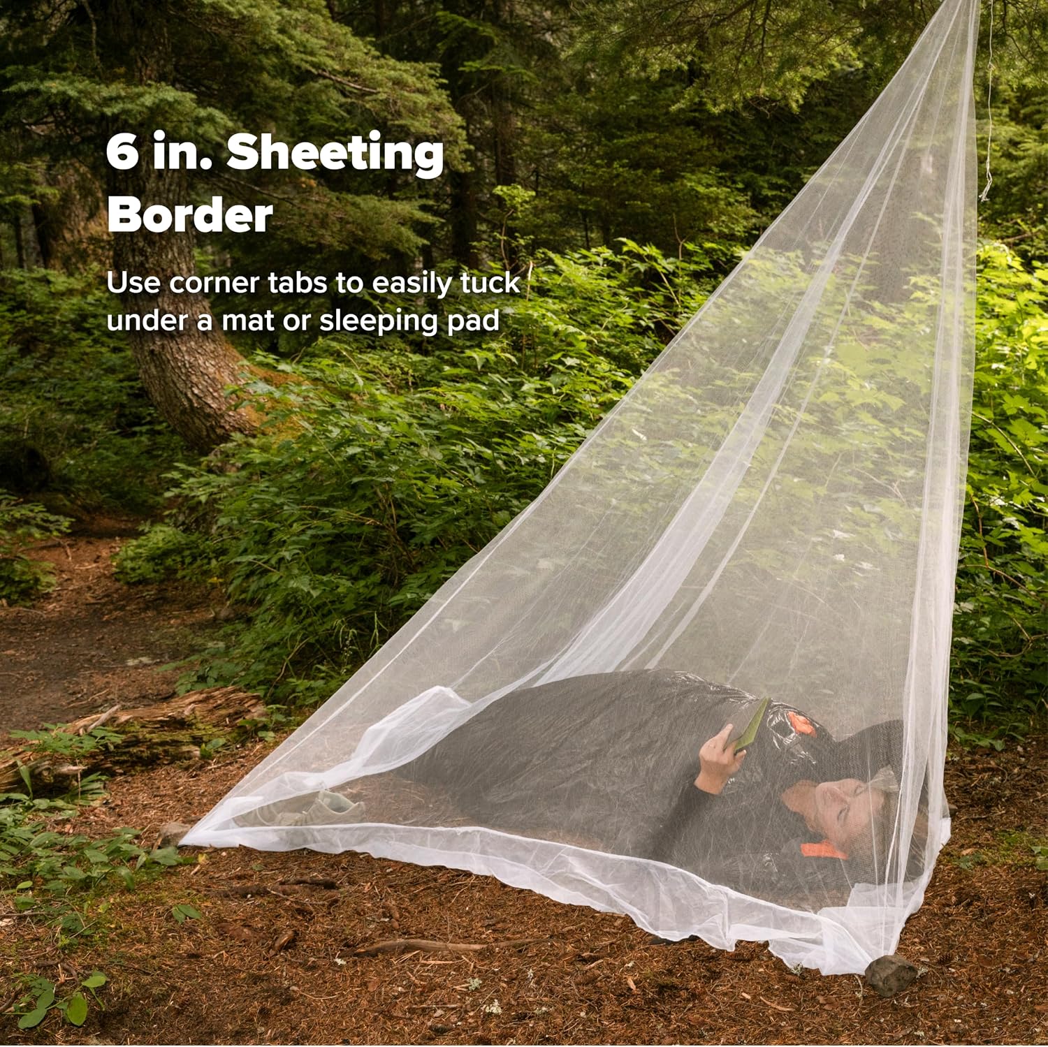 Coghlan's Hiker's Rectangular Mosquito Net – Lightweight Mesh Shelter for Camping, Backpacking, and Outdoor Insect Protection – Includes Corner Rings and Carry Bag – 79”H x 83”L x 57”W