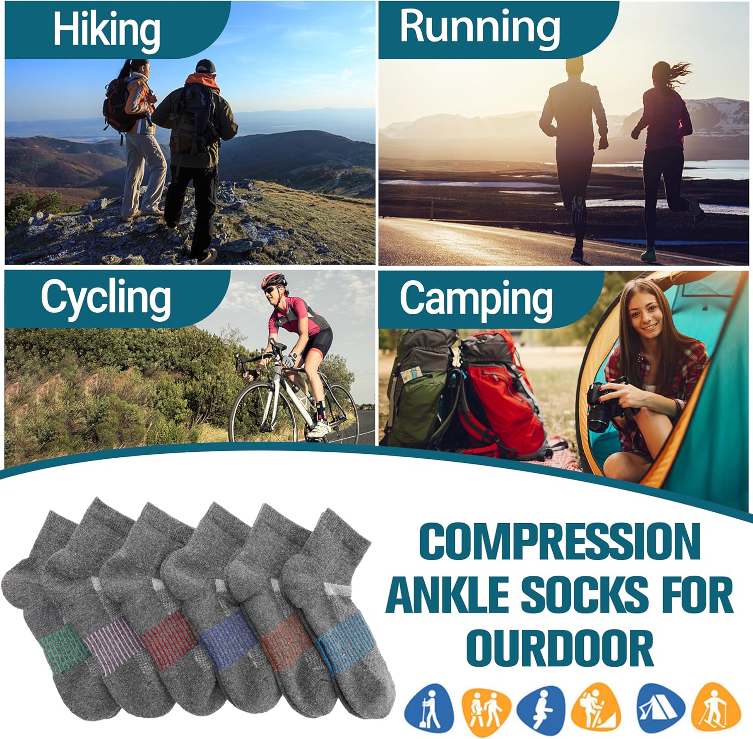 Anlisim Merino Wool Ankle Running Hiking Socks for Women and Men