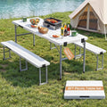 6' Picnic Table Set w/2 Benches 3-Piece 1-Case Camping Table Chair Set
