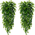 Sggvecsy 4 Pack Artificial Hanging Plants Fake Hanging Plant Faux Hanging Eucalyptus Plants UV Resistant Plastic Plants for Indoor Outdoor Room Wall Wedding Patio Porch Decor