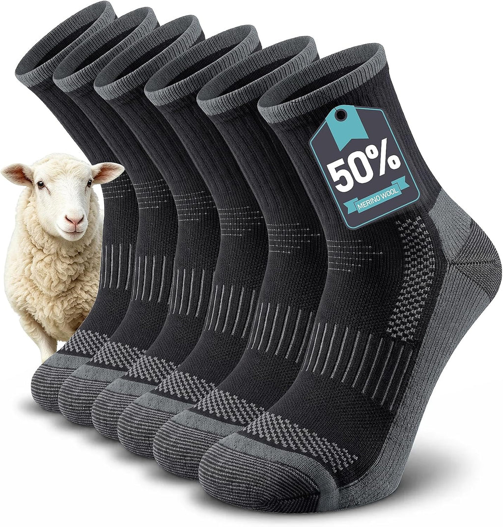 TANSTC Merino Wool Socks, Breathable Cushioned Hiking Socks