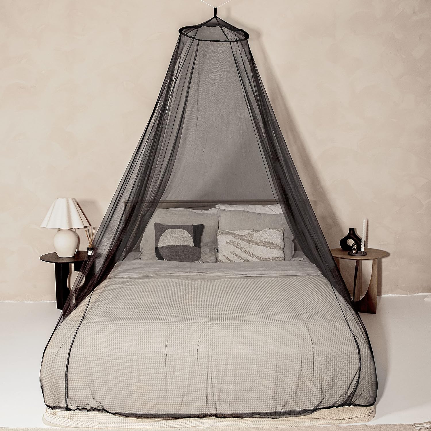 Black Mosquito Net for Queen & King-Size Beds - Fully Enclosed Bed Canopy