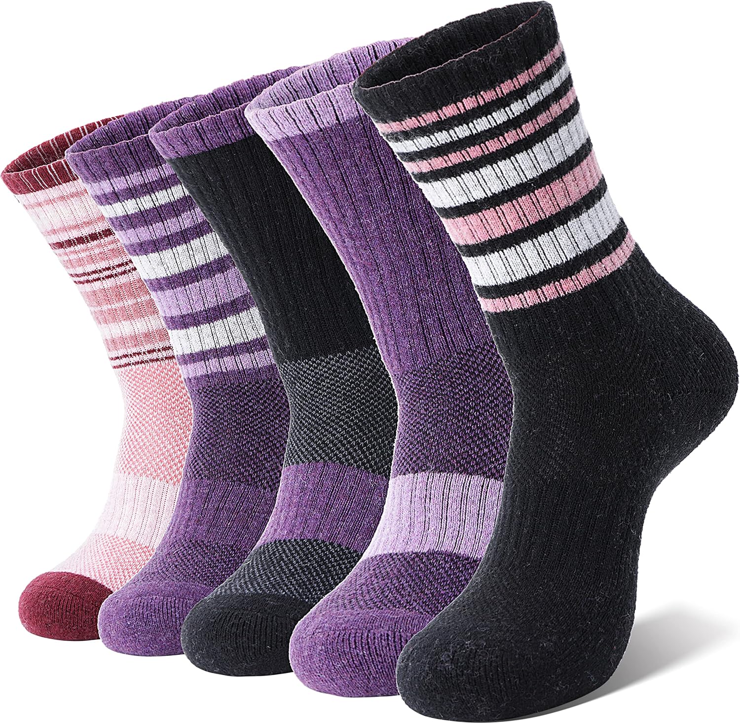 Anlisim Merino Wool Hiking Running Socks for Women, Boot Work Crew Socks
