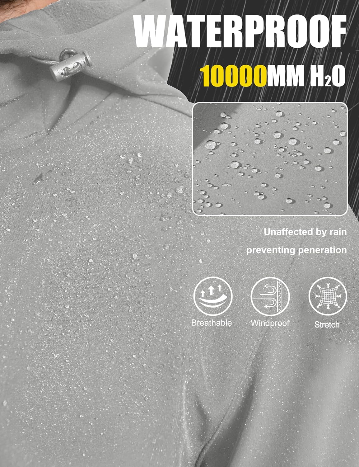 MAGCOMSEN Men's Jacket Waterproof Fleece Lightweight Softshell Rain Coat