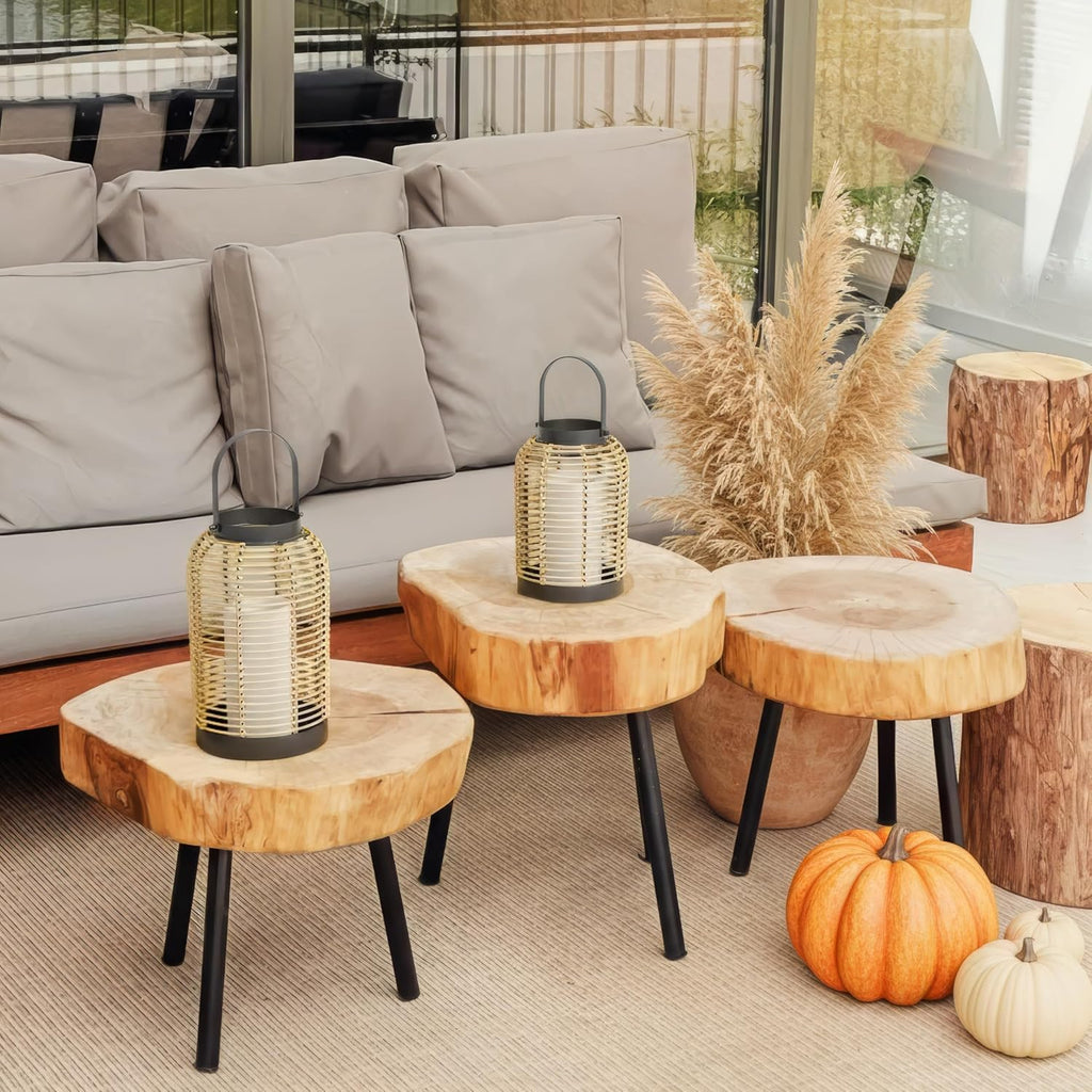 Natural Rattan Boho Lanterns - Handcrafted Chic Farmhouse Decor for Home